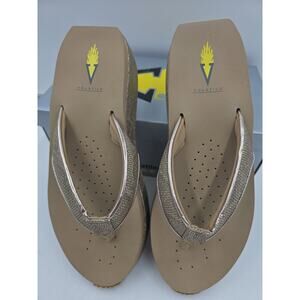 Volatile Women's 9 Size Neville Champagne Metallic Leather Faux Snake Print